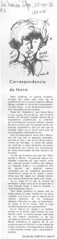Correspondencia de Nana