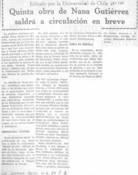 Quinta obra de Nana Gutiérrez saldrá a circulación en breve.