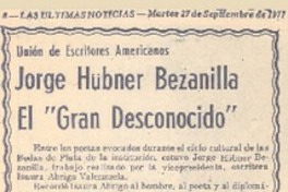 Jorge Hübner Bezanilla el "Gran desconocido".