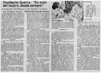 Humberto Guerra: "En esto del teatro, desde siempre" : [entrevista]