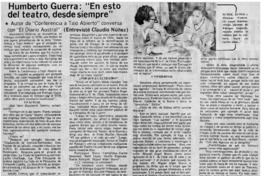 Humberto Guerra: "En esto del teatro, desde siempre" : [entrevista]