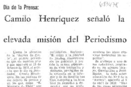 Camilo Henríquez señaló la elevada misión del periodísmo.