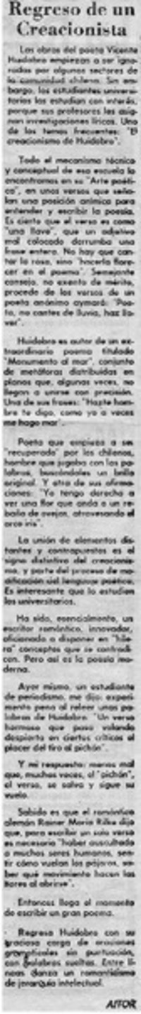 Regreso de un creacionista