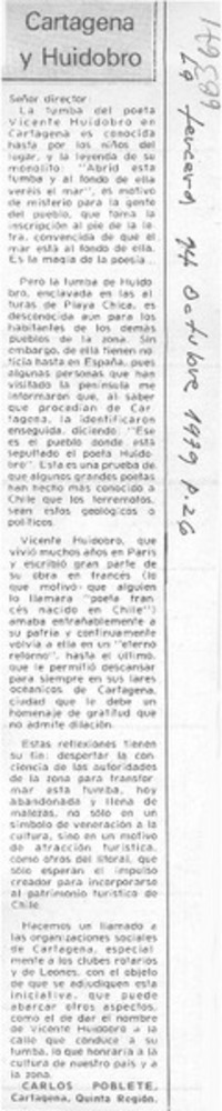 Cartagena y Huidobro.