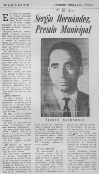 Sergio Hernández, Premio Municipal.