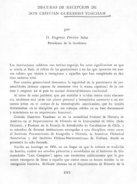 Discurso de recepción de don Cristián Guerrero Yoacham