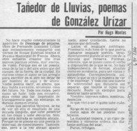Tañedor de lluvias, poemas de González Urízar