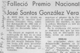 Falleció premio nacional José Santos González Vera.