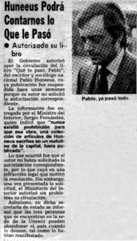 Huneeus podrá contarnos lo que le pasó.