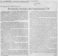 Resultados sociales del experimento UP