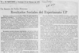 Resultados sociales del experimento UP
