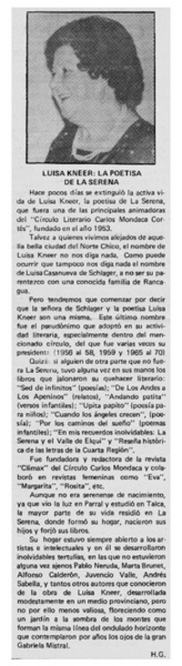 Luisa Kneer: la poetisa de La Serena