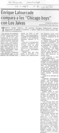Enrique Lafourcade compara a los "Chocago boys" con Los Jaivas