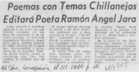 Pomeas con temas chillanejos editará poeta Ramón Angel Jara.