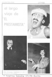 El Largo viaje de "El prestamista".