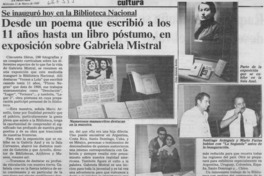 Desde un poema que escribió a los 11 años hasta un libro póstumo, en exposición sobre Gabriela Mistral.