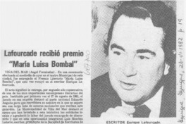 Lafourcade recibió premio "María Luisa Bombal".