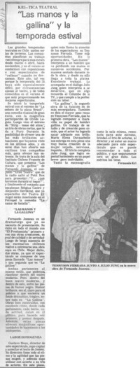 Las manos y la gallina" y la temporada estival