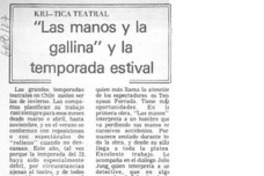 Las manos y la gallina" y la temporada estival