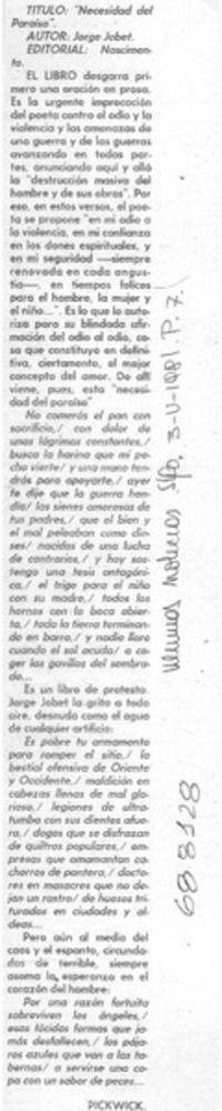 Necesidad del paraíso