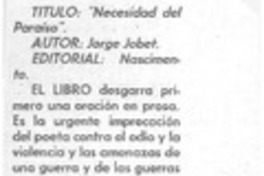 Necesidad del paraíso