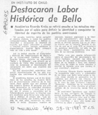 Destacaron labor histórica de Bello.