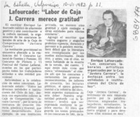 Lafourcade, "Labor de caja J. Carrera merece gratitud".