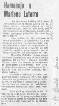 Homenaje a Mariano Latorre.