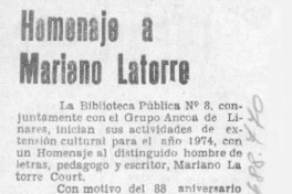 Homenaje a Mariano Latorre.