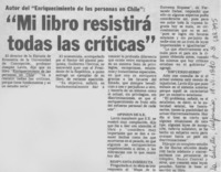 "Mi libro resistirá todas las críticas".