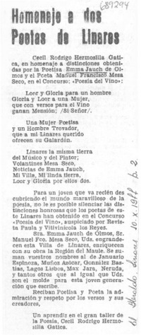 Homenaje a dos poetas de Linares.