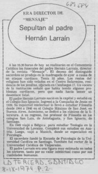 Sepultan al Padre Hernán Larraín.
