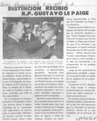 Distinción recibió R. P. Gustavo Le Paige.