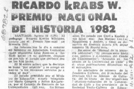 Ricardo Krebs W. premio nacional de historia 1982.
