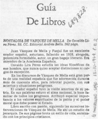 Nostalgia de Vázquez de Mella.