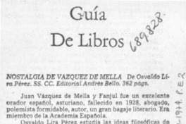 Nostalgia de Vázquez de Mella.