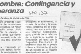 El Hombre: contingencia y esperanza.