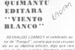 Quimantú editara "Viento blanco".