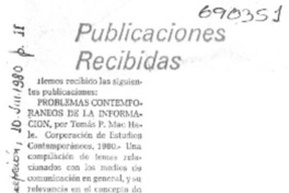 Publicaciones recibidas.