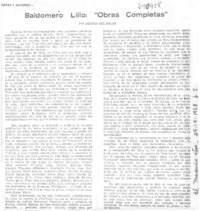 Baldomero Lillo: "Obras completas"