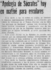 Apología de Sócrates" hoy en matiné para escolares.