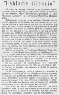 Háblame silencio".
