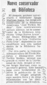 Nuevo conservador de biblioteca.