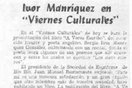 Ivor Manríquez en "viernes culturales".