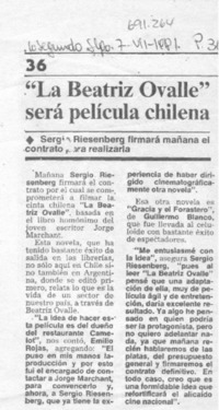 "La Beatriz Ovalle" será película chilena.