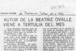 Autor de la Beatriz Ovalle viene a tertulia del mes.
