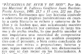 Patagonia de ayer y de hoy".