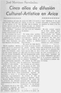 Cinco años de difusión cultural-artística en Arica.