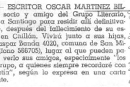 Escritor Oscar Martínez Bilbao.