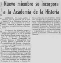 Nuevo miembro se incorpora a la Academia de la Historia.
